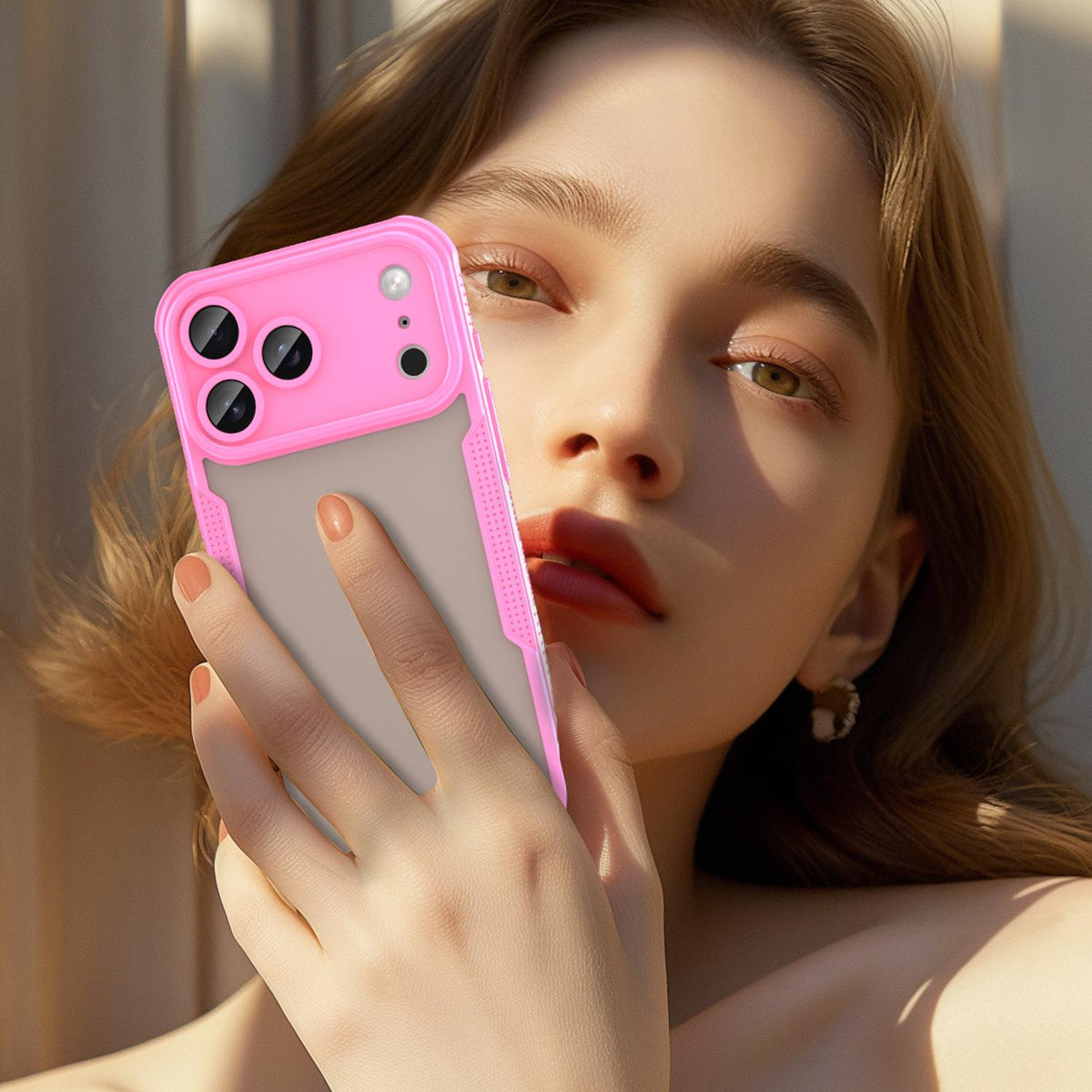 For iPhone 18 Pro Max Armor Glaze PC Hybrid TPU Phone Case - Pink - EDA007225340A