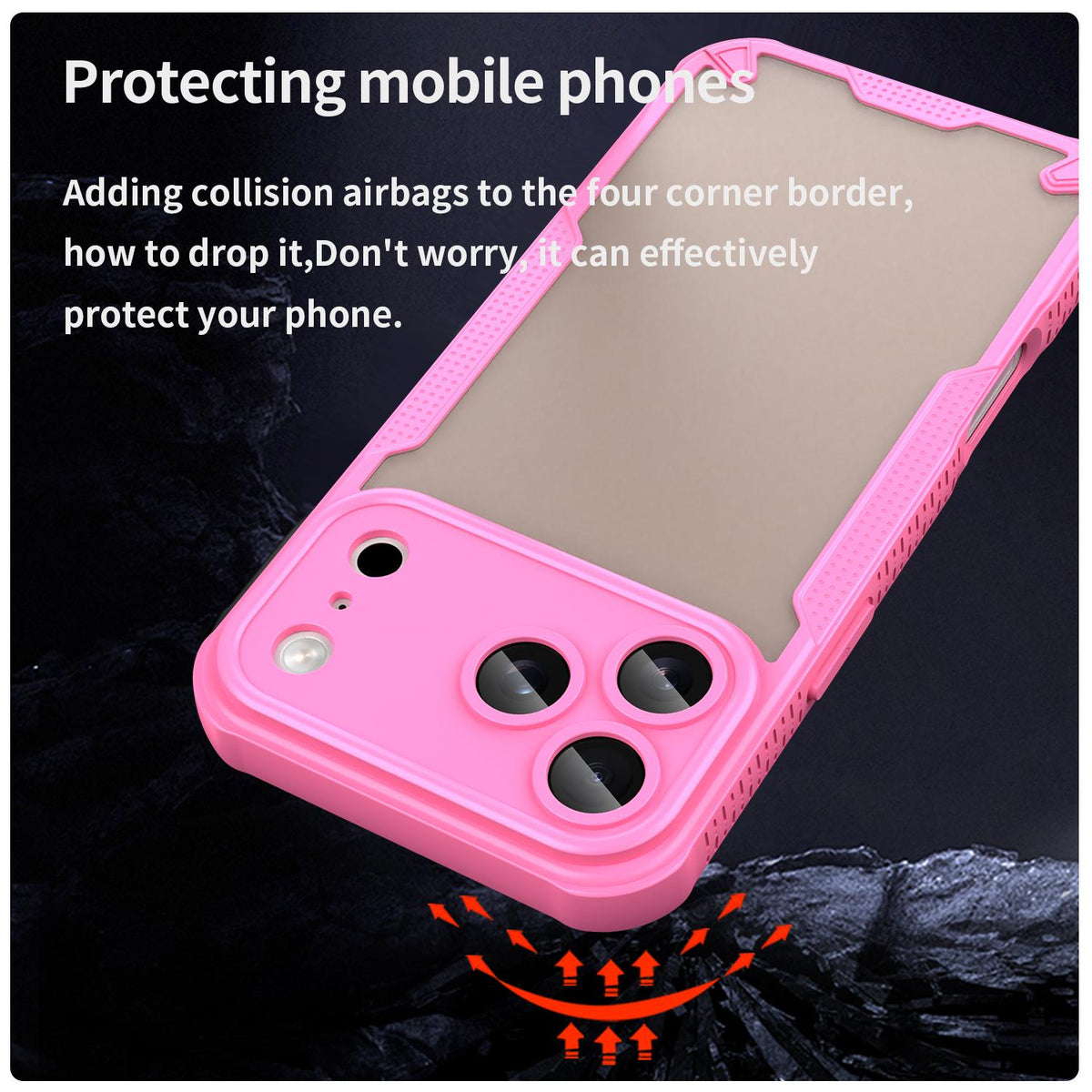 For iPhone 18 Pro Max Armor Glaze PC Hybrid TPU Phone Case - Pink - EDA007225340A