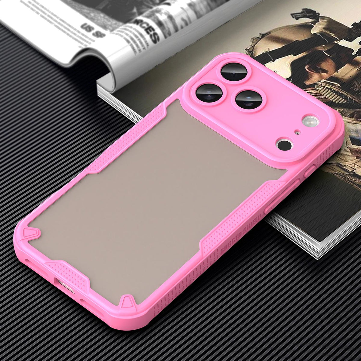 For iPhone 18 Pro Max Armor Glaze PC Hybrid TPU Phone Case - Pink - EDA007225340A