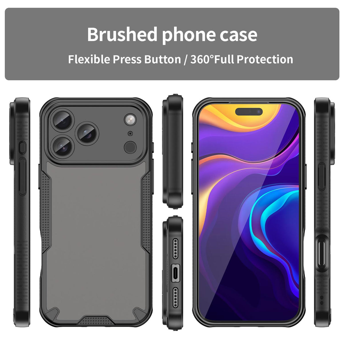 For iPhone 18 Pro Max Armor Glaze PC Hybrid TPU Phone Case - Black - EDA007225340B