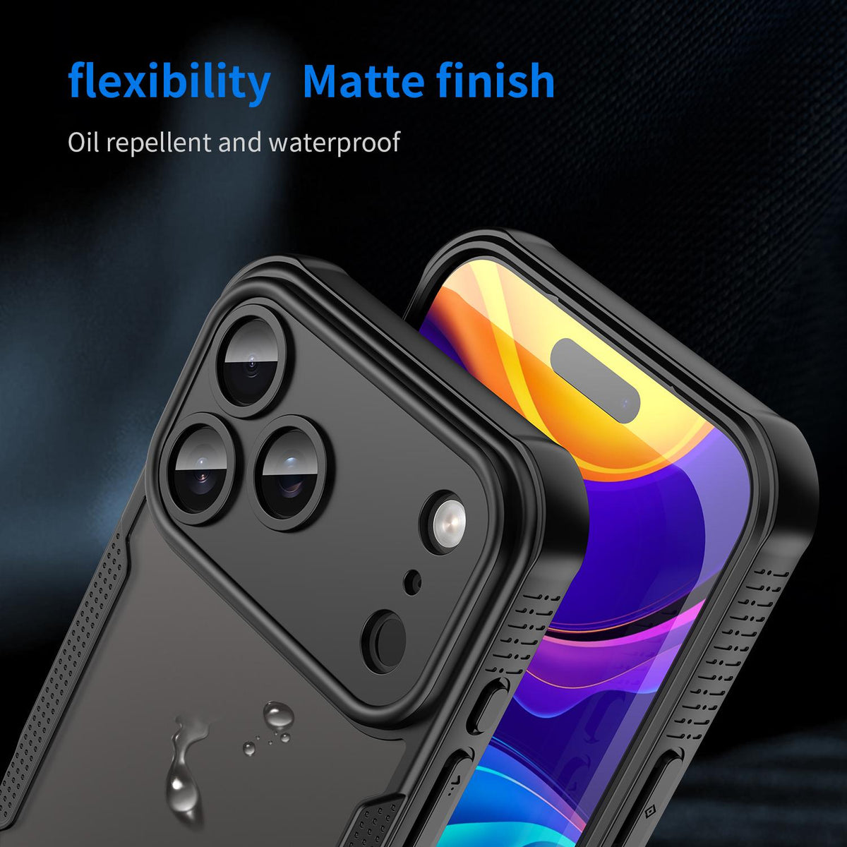 For iPhone 18 Pro Max Armor Glaze PC Hybrid TPU Phone Case - Black - EDA007225340B