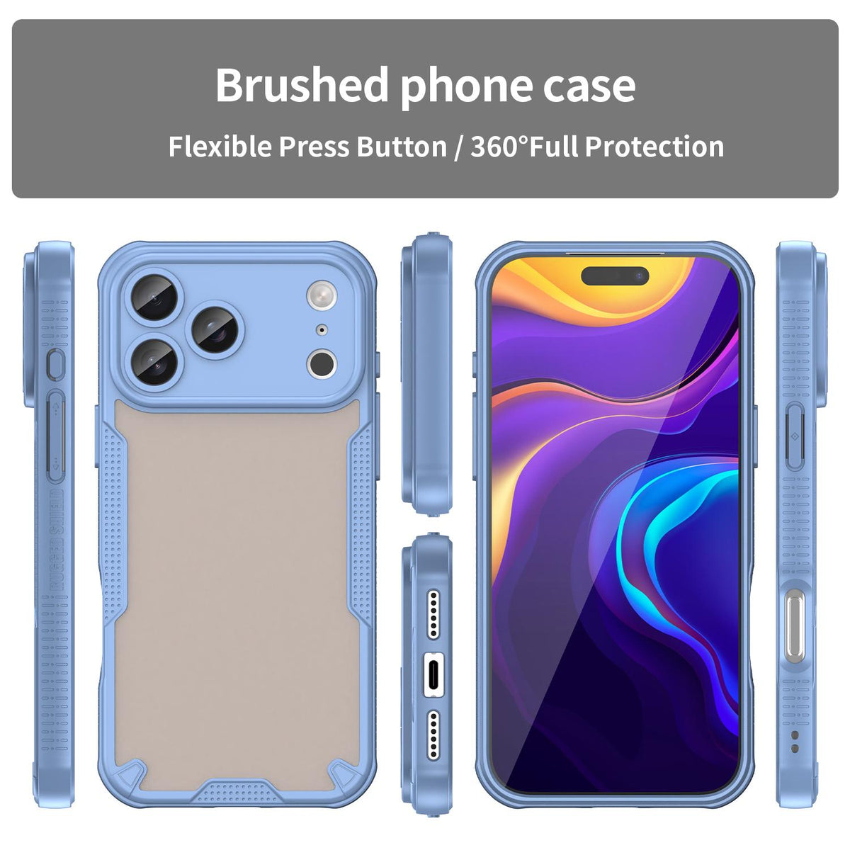For iPhone 18 Pro Max Armor Glaze PC Hybrid TPU Phone Case - Blue - EDA007225340C