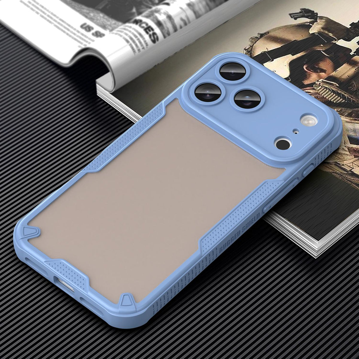For iPhone 18 Pro Max Armor Glaze PC Hybrid TPU Phone Case - Blue - EDA007225340C