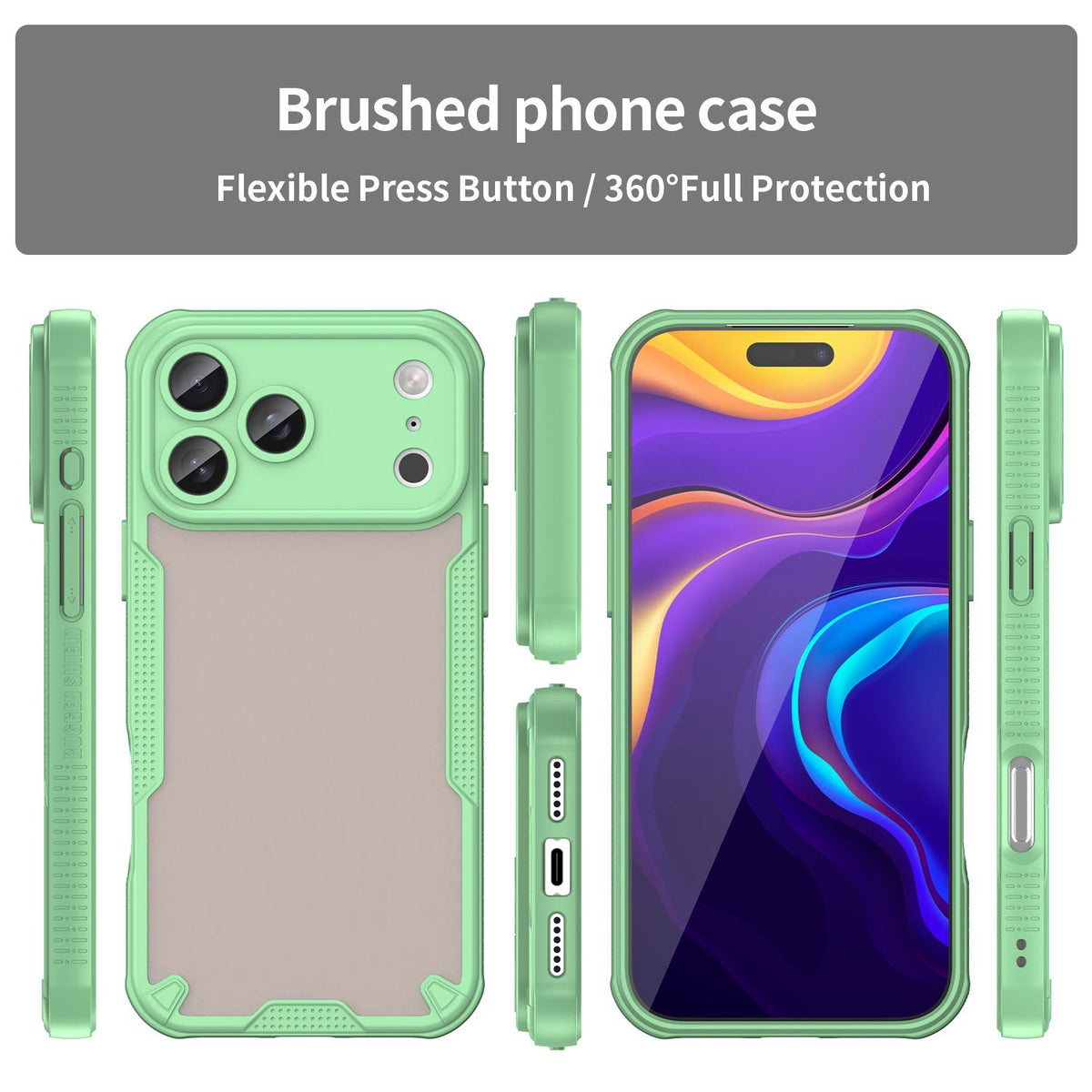For iPhone 18 Pro Max Armor Glaze PC Hybrid TPU Phone Case - Green - EDA007225340D