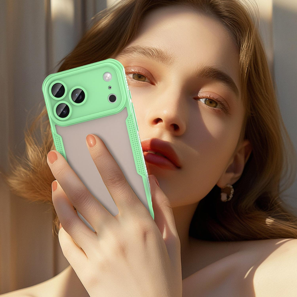 For iPhone 18 Pro Max Armor Glaze PC Hybrid TPU Phone Case - Green - EDA007225340D