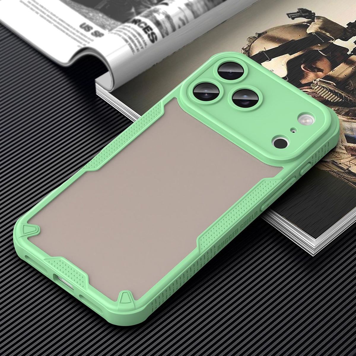 For iPhone 18 Pro Max Armor Glaze PC Hybrid TPU Phone Case - Green - EDA007225340D