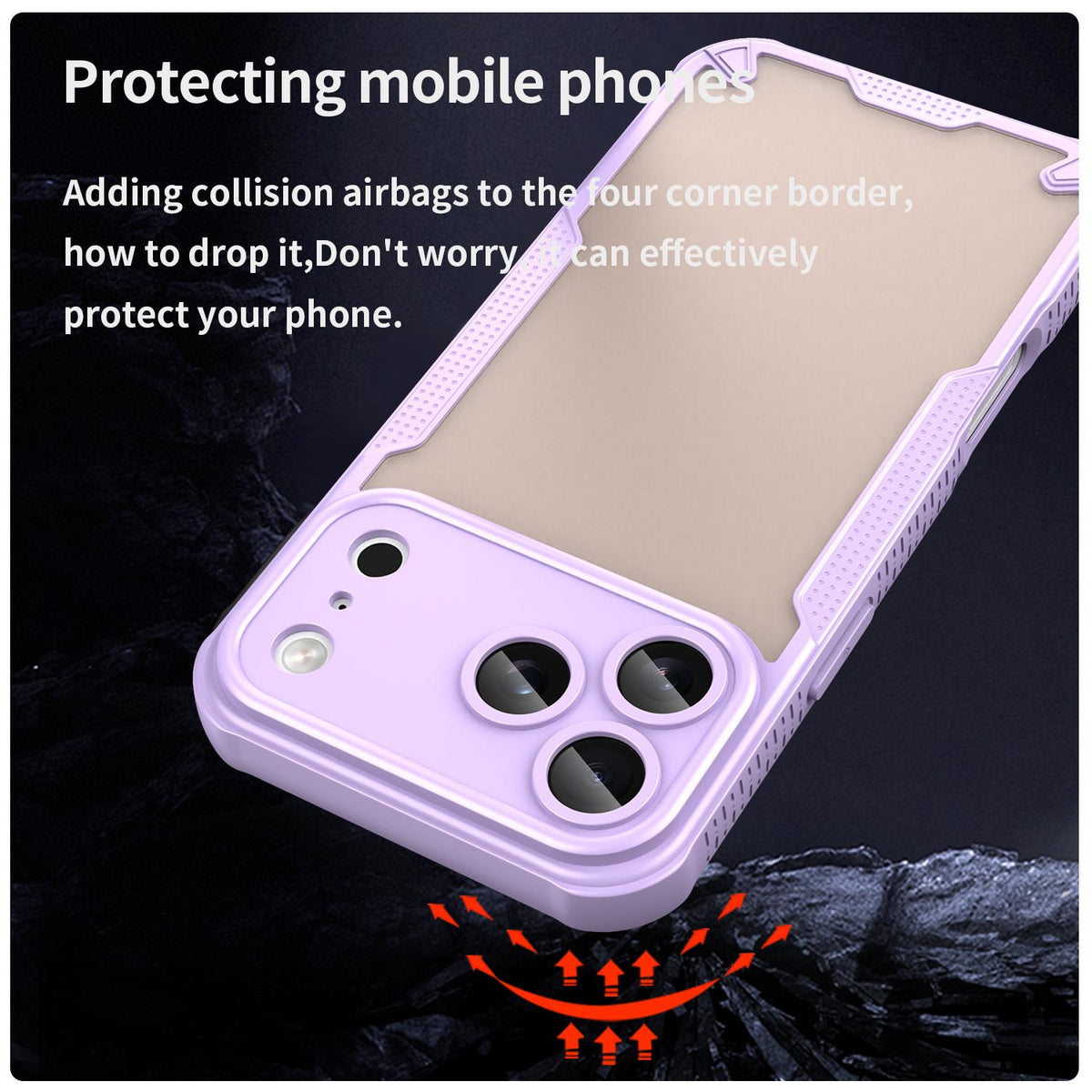 For iPhone 18 Pro Max Armor Glaze PC Hybrid TPU Phone Case - Purple - EDA007225340E