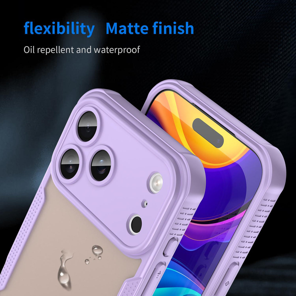 For iPhone 18 Pro Max Armor Glaze PC Hybrid TPU Phone Case - Purple - EDA007225340E