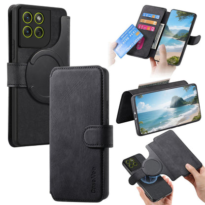 For Motorola Moto G67 Power 5G CaseNeo MagSafe RFID Anti-theft Retro Leather Phone Case - Black - EDA007225928A