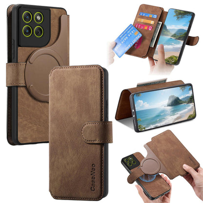 For Motorola Moto G67 Power 5G CaseNeo MagSafe RFID Anti-theft Retro Leather Phone Case - Brown - EDA007225928B