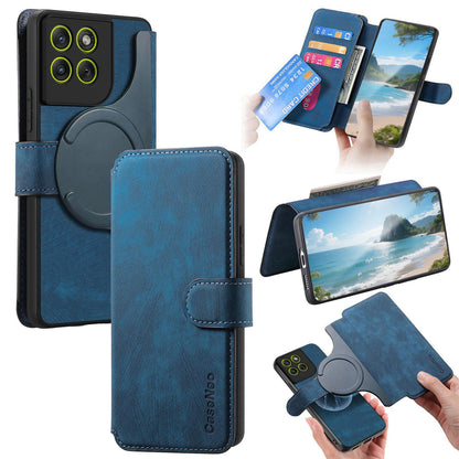 For Motorola Moto G67 Power 5G CaseNeo MagSafe RFID Anti-theft Retro Leather Phone Case - Blue - EDA007225928C
