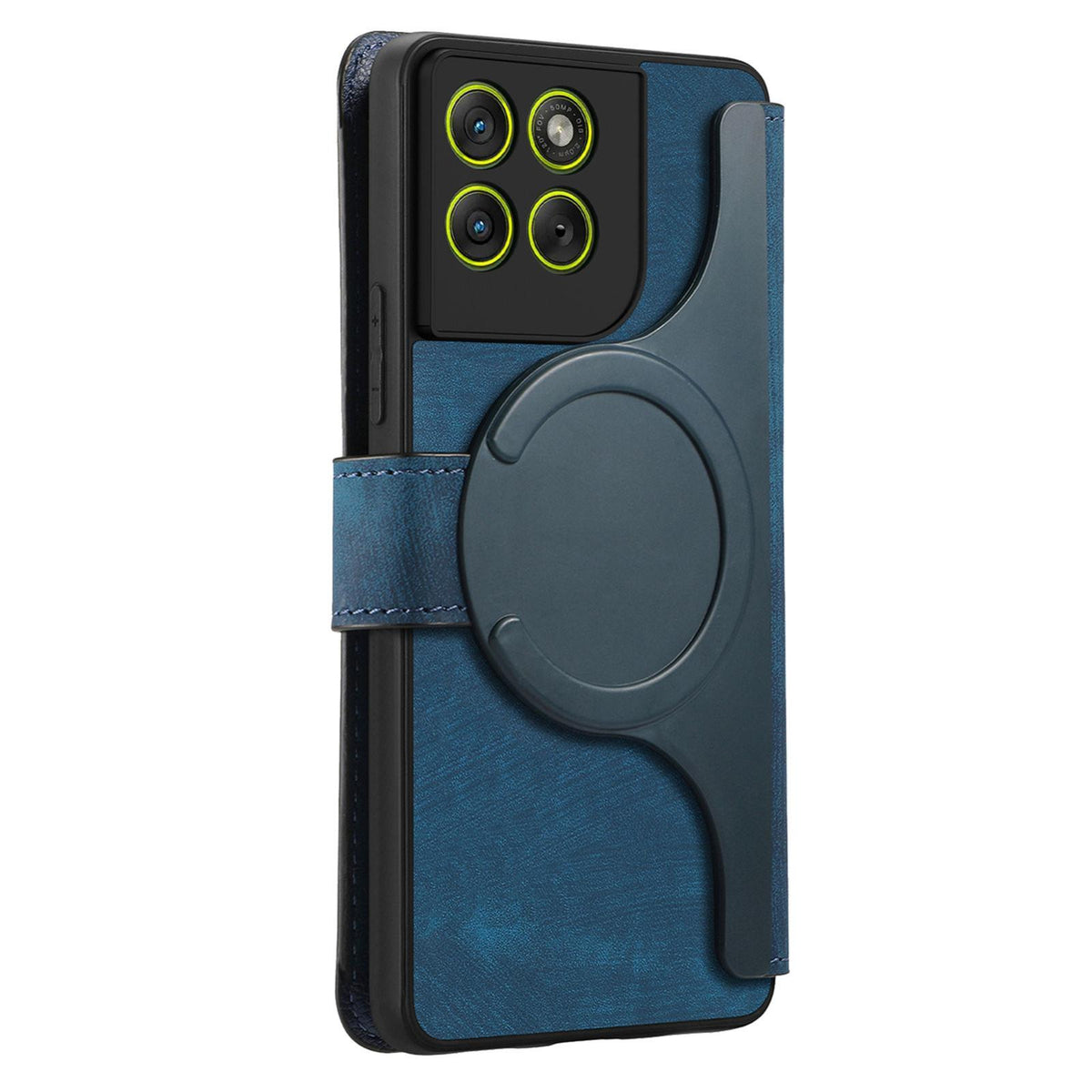 For Motorola Moto G67 Power 5G CaseNeo MagSafe RFID Anti-theft Retro Leather Phone Case - Blue - EDA007225928C