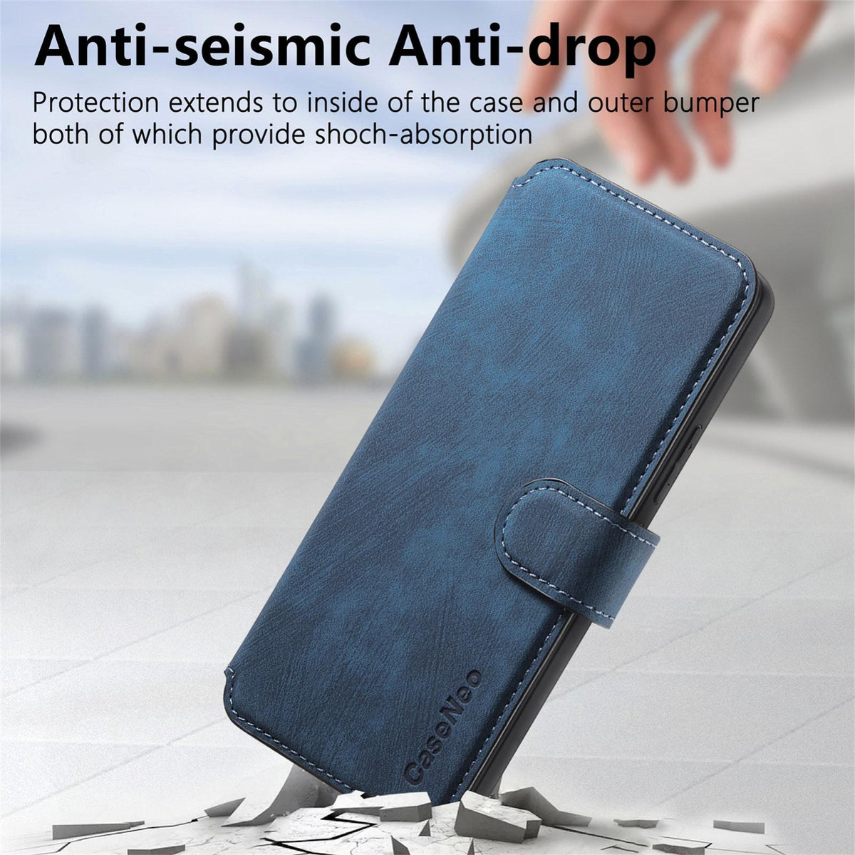 For Motorola Moto G67 Power 5G CaseNeo MagSafe RFID Anti-theft Retro Leather Phone Case - Blue - EDA007225928C