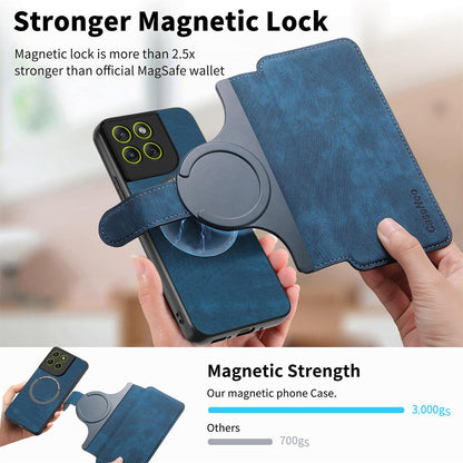 For Motorola Moto G67 Power 5G CaseNeo MagSafe RFID Anti-theft Retro Leather Phone Case - Blue - EDA007225928C