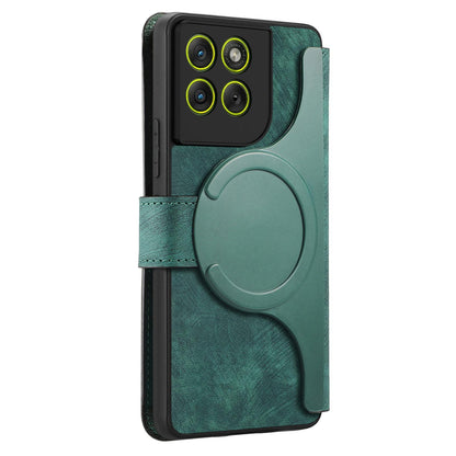For Motorola Moto G67 Power 5G CaseNeo MagSafe RFID Anti-theft Retro Leather Phone Case - Green - EDA007225928D
