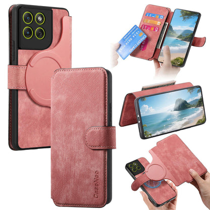For Motorola Moto G67 Power 5G CaseNeo MagSafe RFID Anti-theft Retro Leather Phone Case - Pink - EDA007225928E