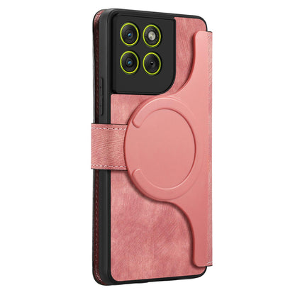 For Motorola Moto G67 Power 5G CaseNeo MagSafe RFID Anti-theft Retro Leather Phone Case - Pink - EDA007225928E