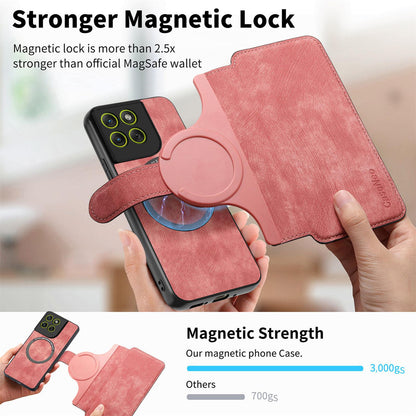 For Motorola Moto G67 Power 5G CaseNeo MagSafe RFID Anti-theft Retro Leather Phone Case - Pink - EDA007225928E