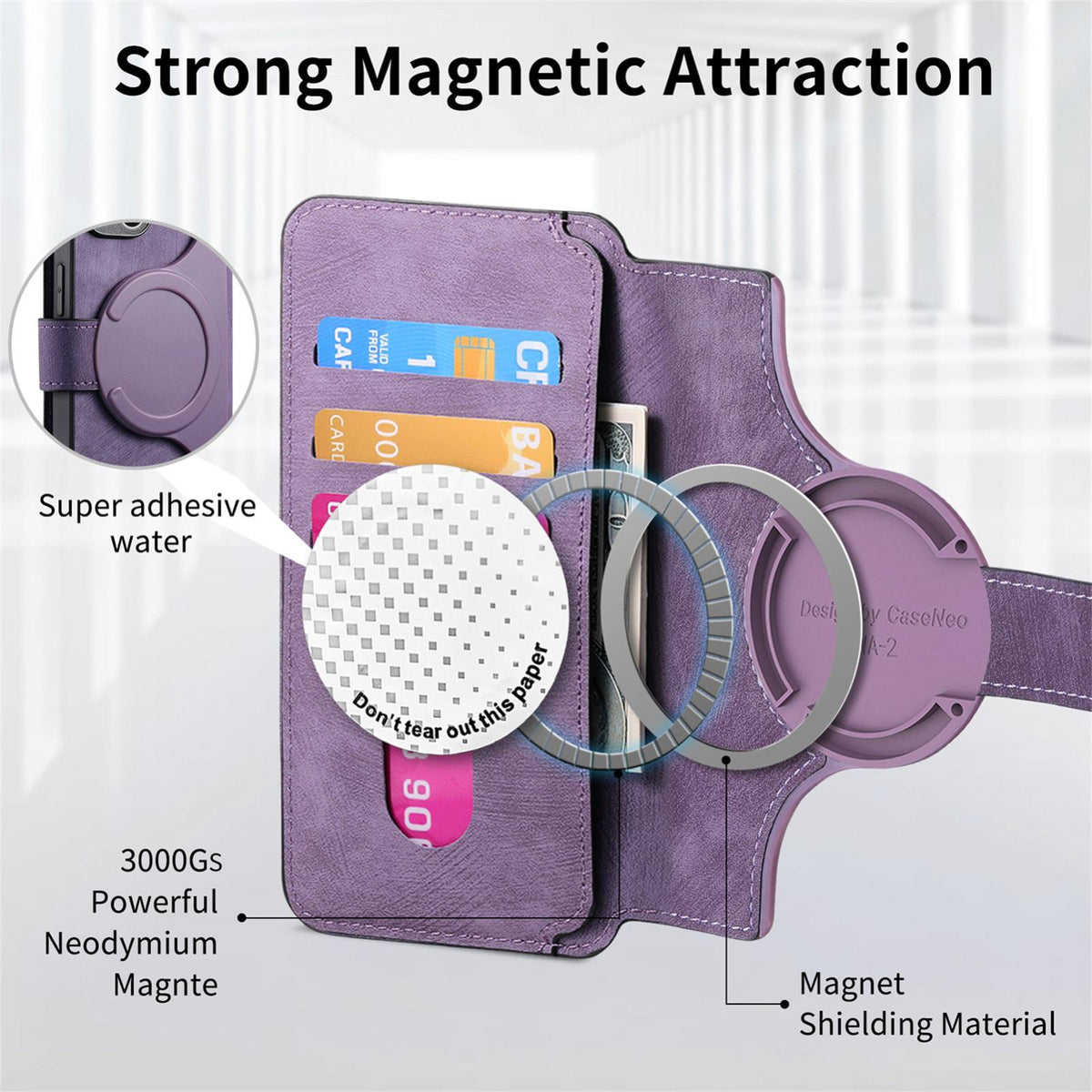 For Motorola Moto G67 Power 5G CaseNeo MagSafe RFID Anti-theft Retro Leather Phone Case - Purple - EDA007225928F