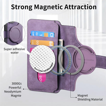 For Motorola Moto G67 Power 5G CaseNeo MagSafe RFID Anti-theft Retro Leather Phone Case - Purple - EDA007225928F