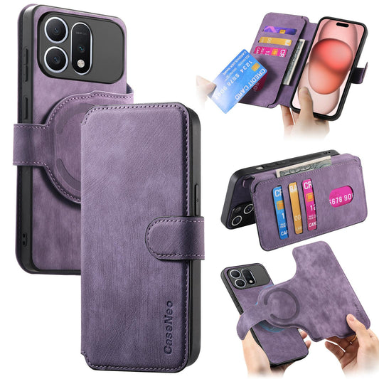 For Honor Win Turbo 5G CaseNeo MagSafe RFID Anti-theft Retro Leather Phone Case - Purple - EDA007226226F
