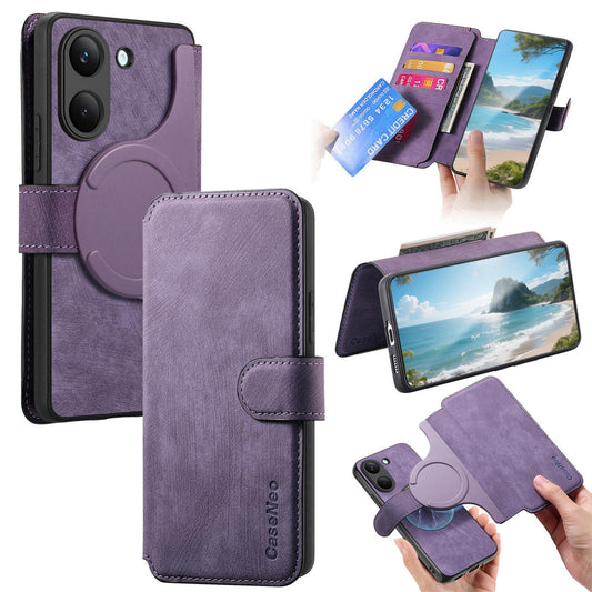 For Honor Play 80 Plus 5G CaseNeo MagSafe RFID Anti-theft Retro Leather Phone Case - Purple - EDA007226227F