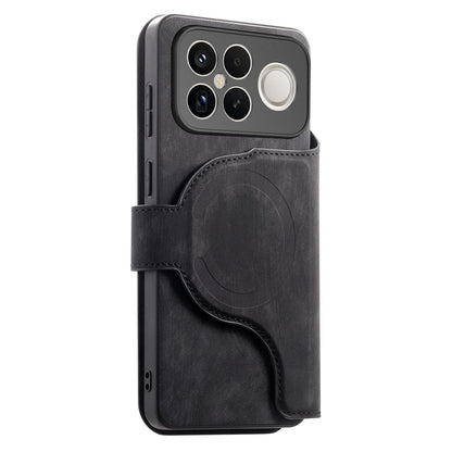 For Redmi K90 Pro Max / Poco F8 Ultra CaseNeo MagSafe RFID Anti-theft Retro Leather Phone Case(Black)