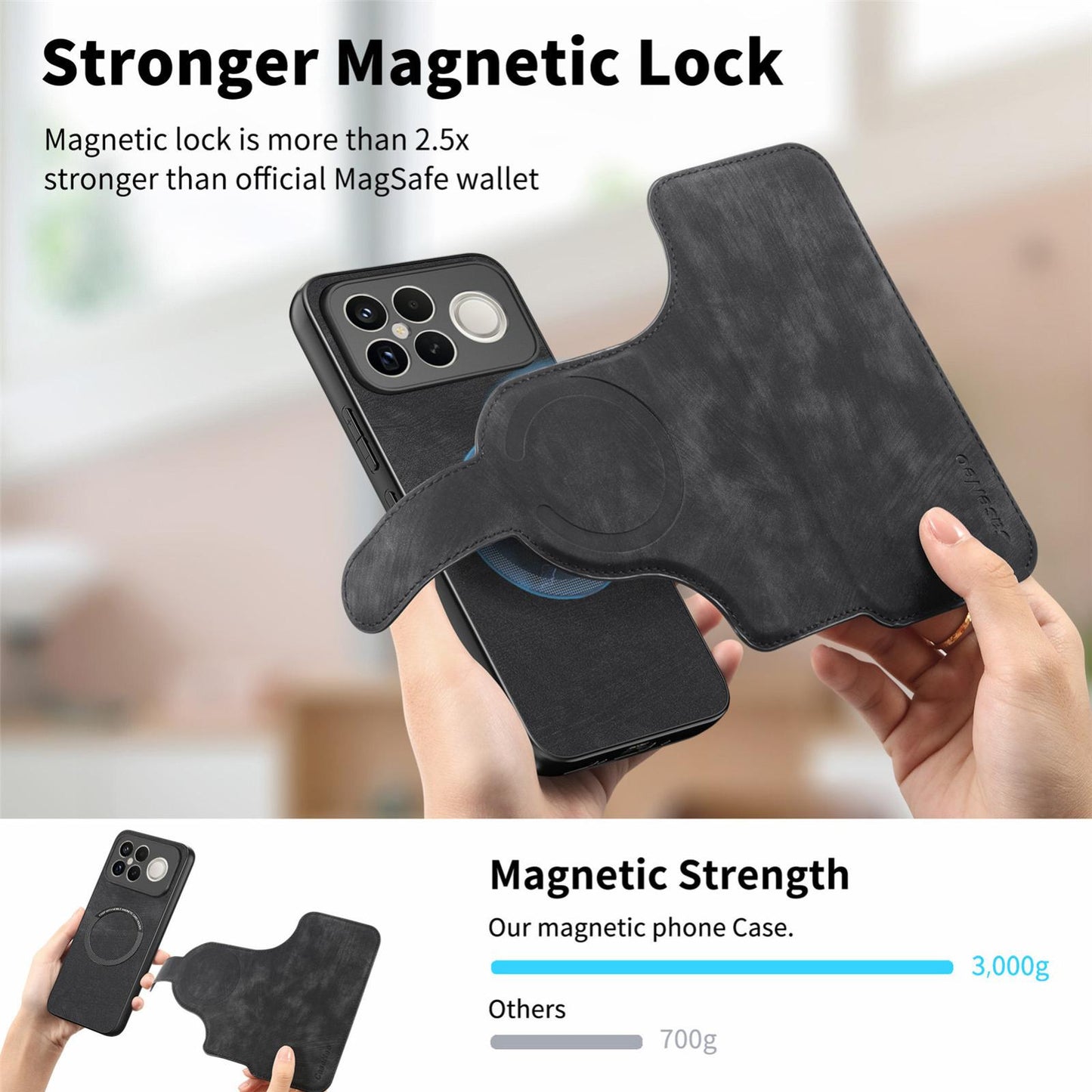For Redmi K90 Pro Max / Poco F8 Ultra CaseNeo MagSafe RFID Anti-theft Retro Leather Phone Case(Black)