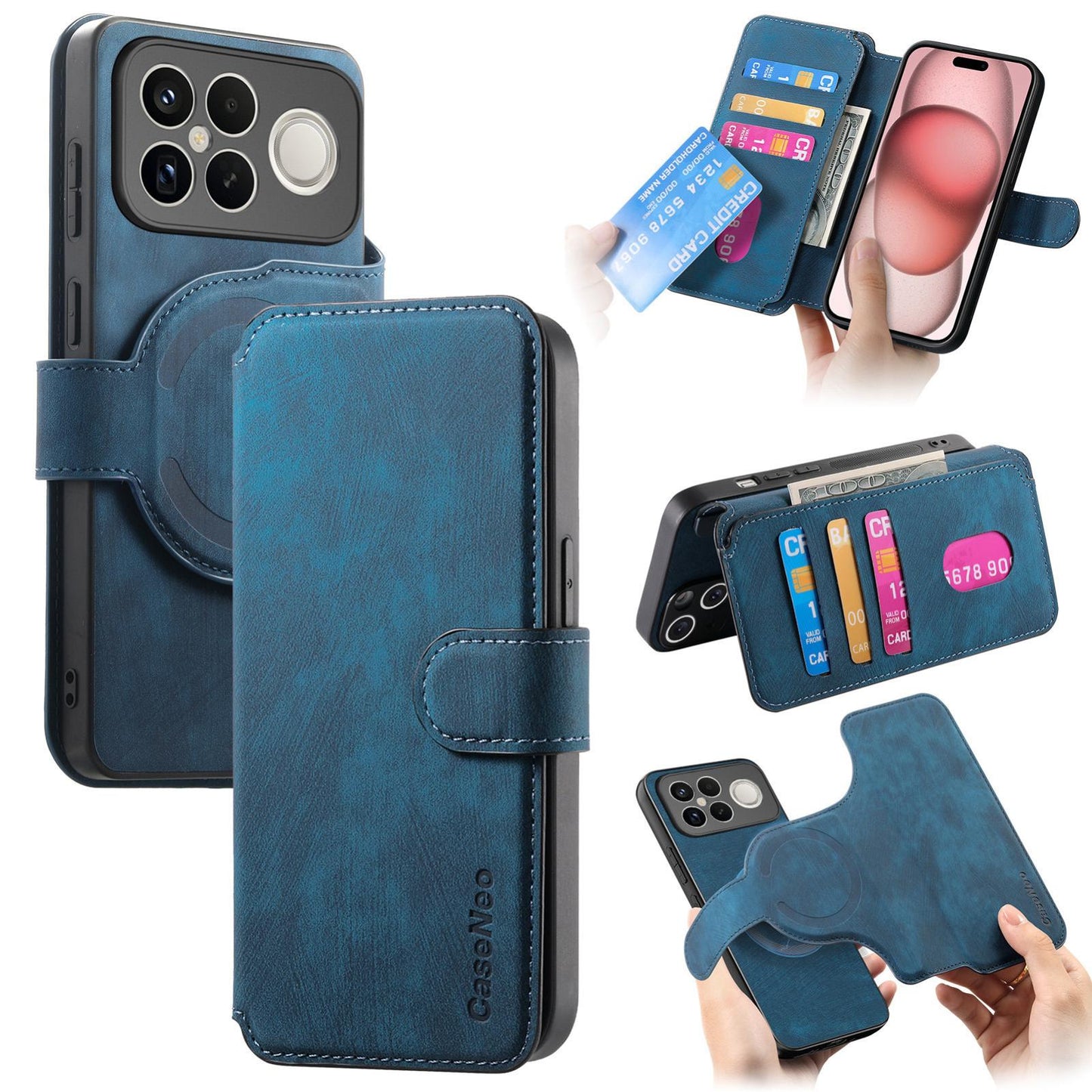 For Redmi K90 Pro Max / Poco F8 Ultra CaseNeo MagSafe RFID Anti-theft Retro Leather Phone Case(Blue)
