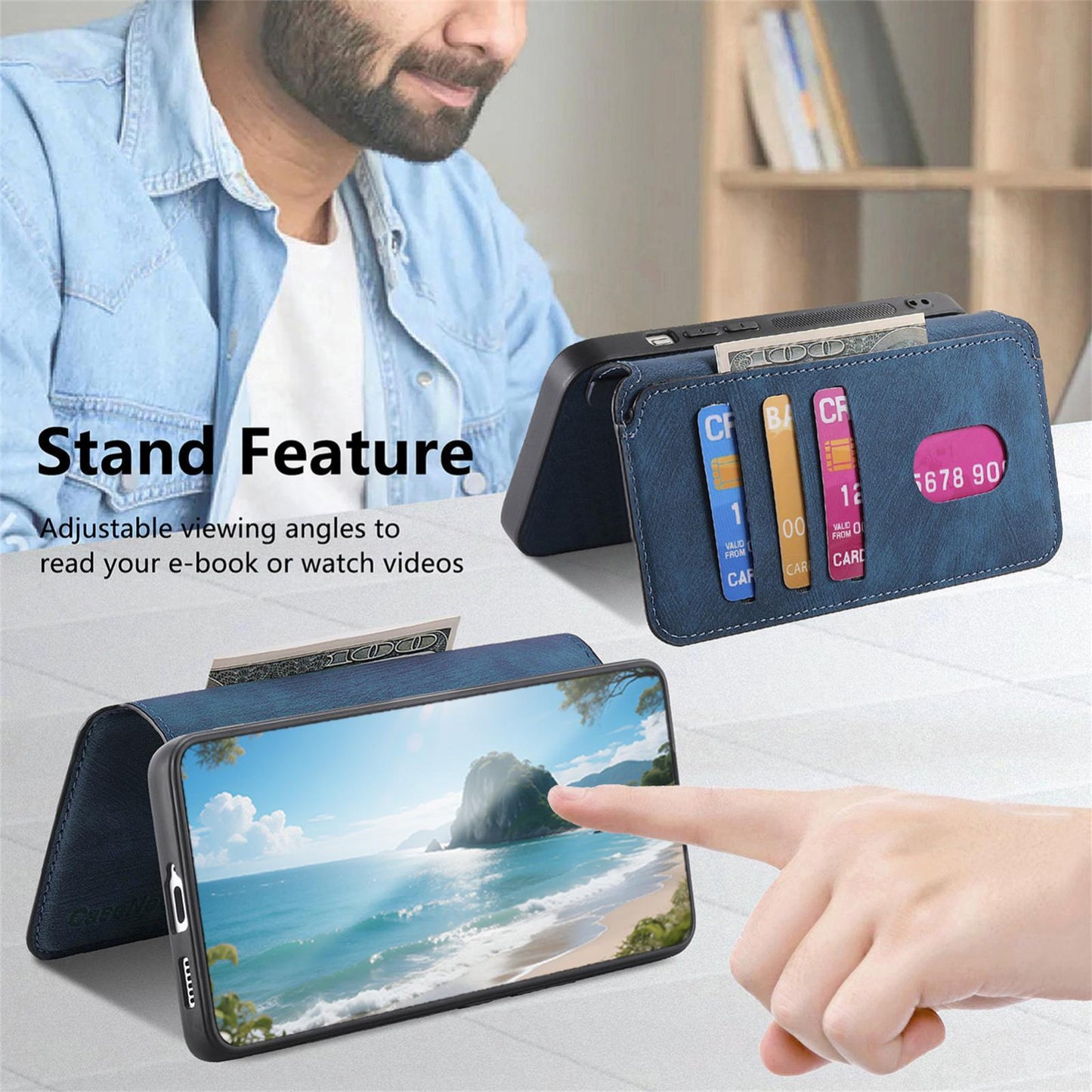 For Redmi K90 Pro Max / Poco F8 Ultra CaseNeo MagSafe RFID Anti-theft Retro Leather Phone Case(Blue)
