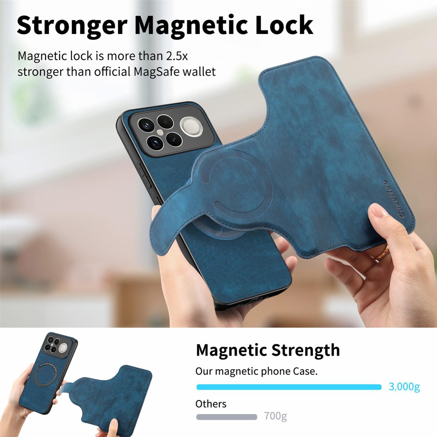For Redmi K90 Pro Max / Poco F8 Ultra CaseNeo MagSafe RFID Anti-theft Retro Leather Phone Case(Blue)