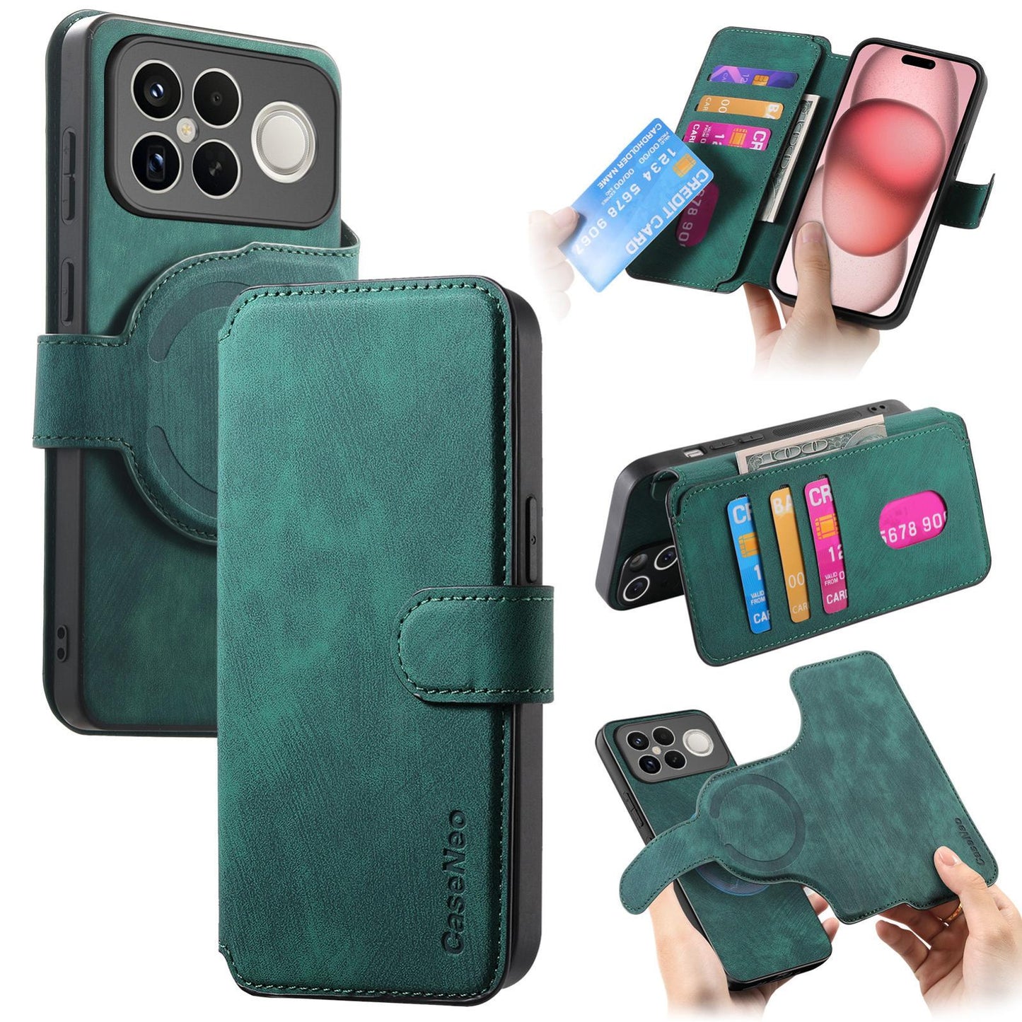 For Redmi K90 Pro Max / Poco F8 Ultra CaseNeo MagSafe RFID Anti-theft Retro Leather Phone Case(Green)