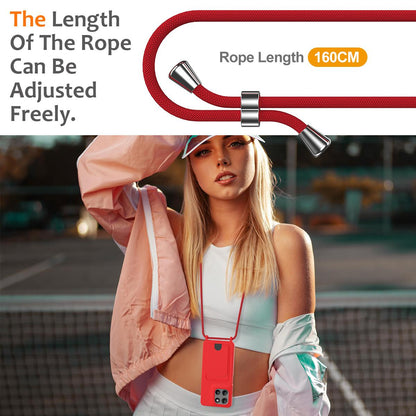 For Motorola Moto G Max 5G / G87 5G Integrated Card Bag Solid Color Liquid Silicone Phone Case with Lanyard - Red - EDA007261023A