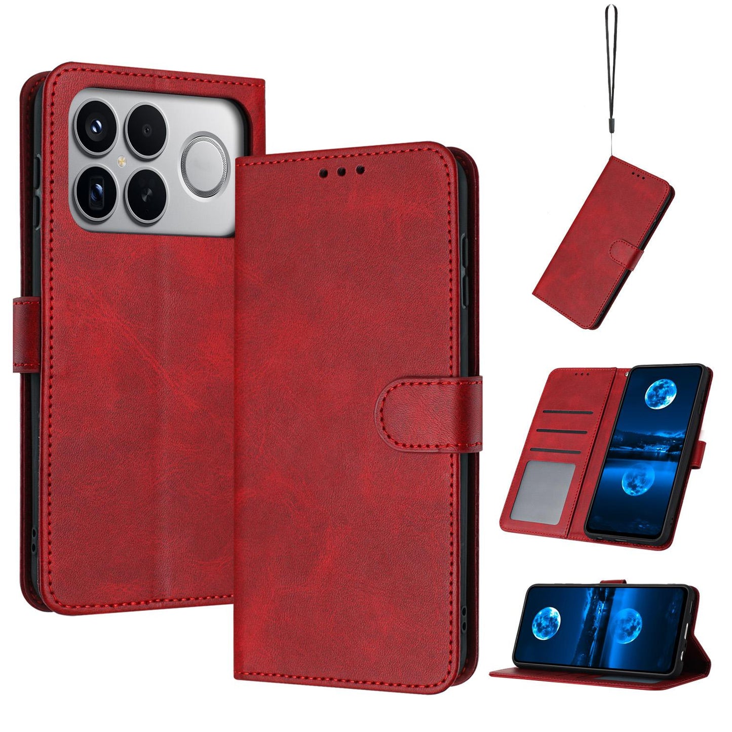 For Redmi K90 Pro Max / Poco F8 Ultra Solid Calf Texture Flip Leather Phone Case(Red)