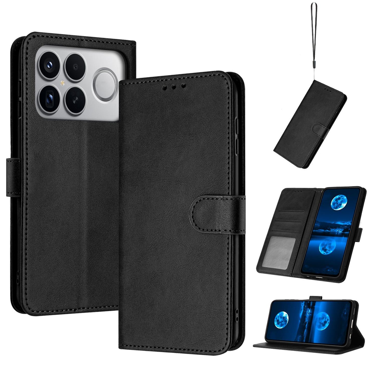 For Redmi K90 Pro Max / Poco F8 Ultra Solid Calf Texture Flip Leather Phone Case(Black)