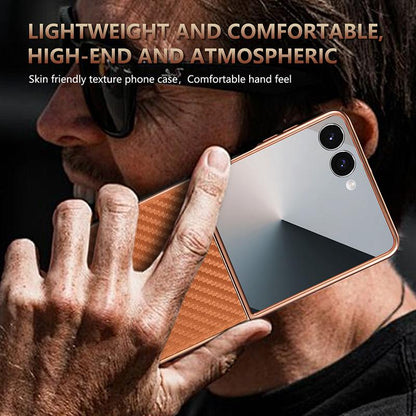 For Galaxy Z Flip8 5G AZNS Electroplated Edge Carbon Fiber Texture Phone Case - Blue - EDA007266913C