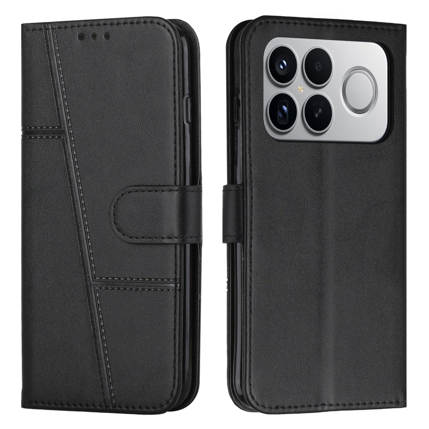 For Redmi K90 Pro Max / Poco F8 Ultra Stitching Calf Texture Buckle Leather Phone Case(Black)