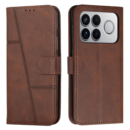 For Redmi K90 Pro Max / Poco F8 Ultra Stitching Calf Texture Buckle Leather Phone Case(Brown)
