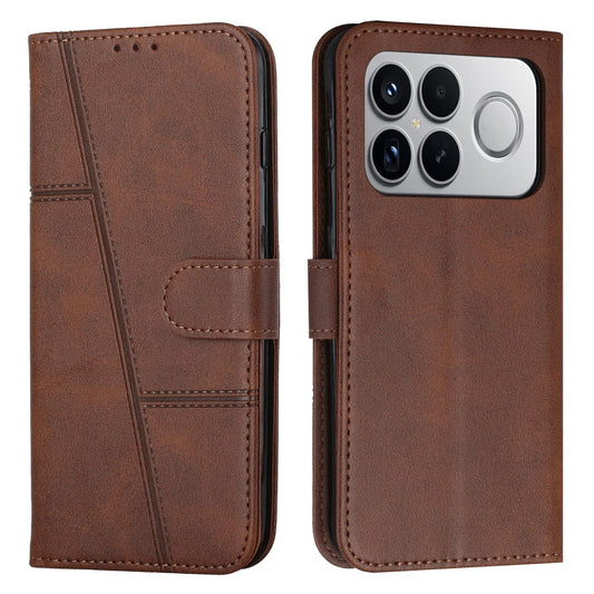 For Redmi K90 Pro Max / Poco F8 Ultra Stitching Calf Texture Buckle Leather Phone Case(Brown)
