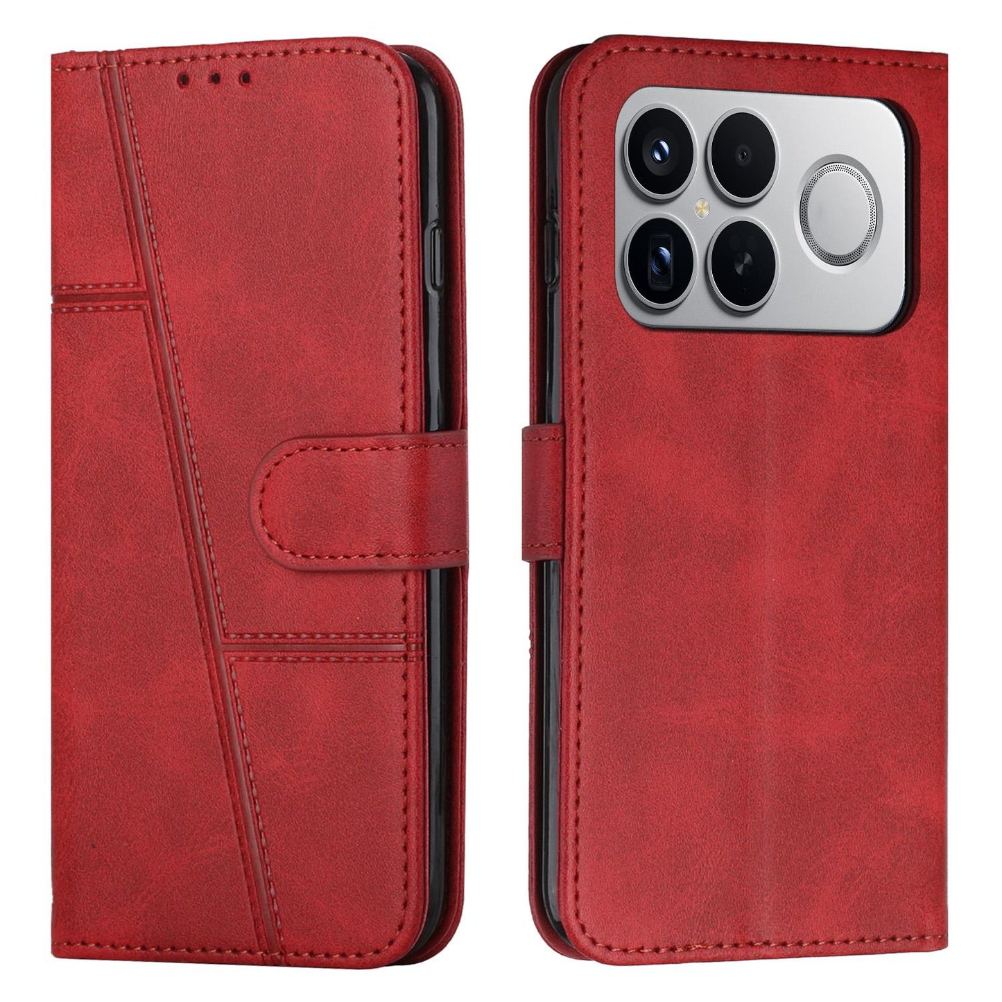 For Redmi K90 Pro Max / Poco F8 Ultra Stitching Calf Texture Buckle Leather Phone Case(Red)