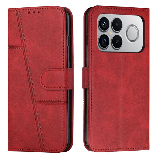 For Redmi K90 Pro Max / Poco F8 Ultra Stitching Calf Texture Buckle Leather Phone Case(Red)