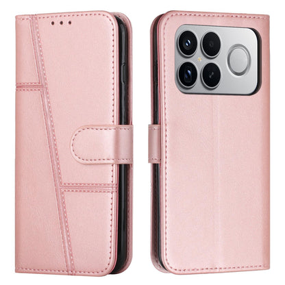 For Redmi K90 Pro Max / Poco F8 Ultra Stitching Calf Texture Buckle Leather Phone Case(Rose Gold)