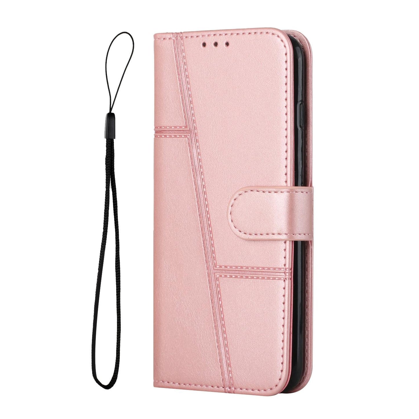 For Redmi K90 Pro Max / Poco F8 Ultra Stitching Calf Texture Buckle Leather Phone Case(Rose Gold)