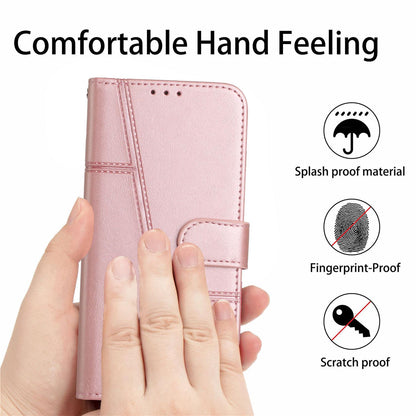 For Redmi K90 Pro Max / Poco F8 Ultra Stitching Calf Texture Buckle Leather Phone Case(Rose Gold)