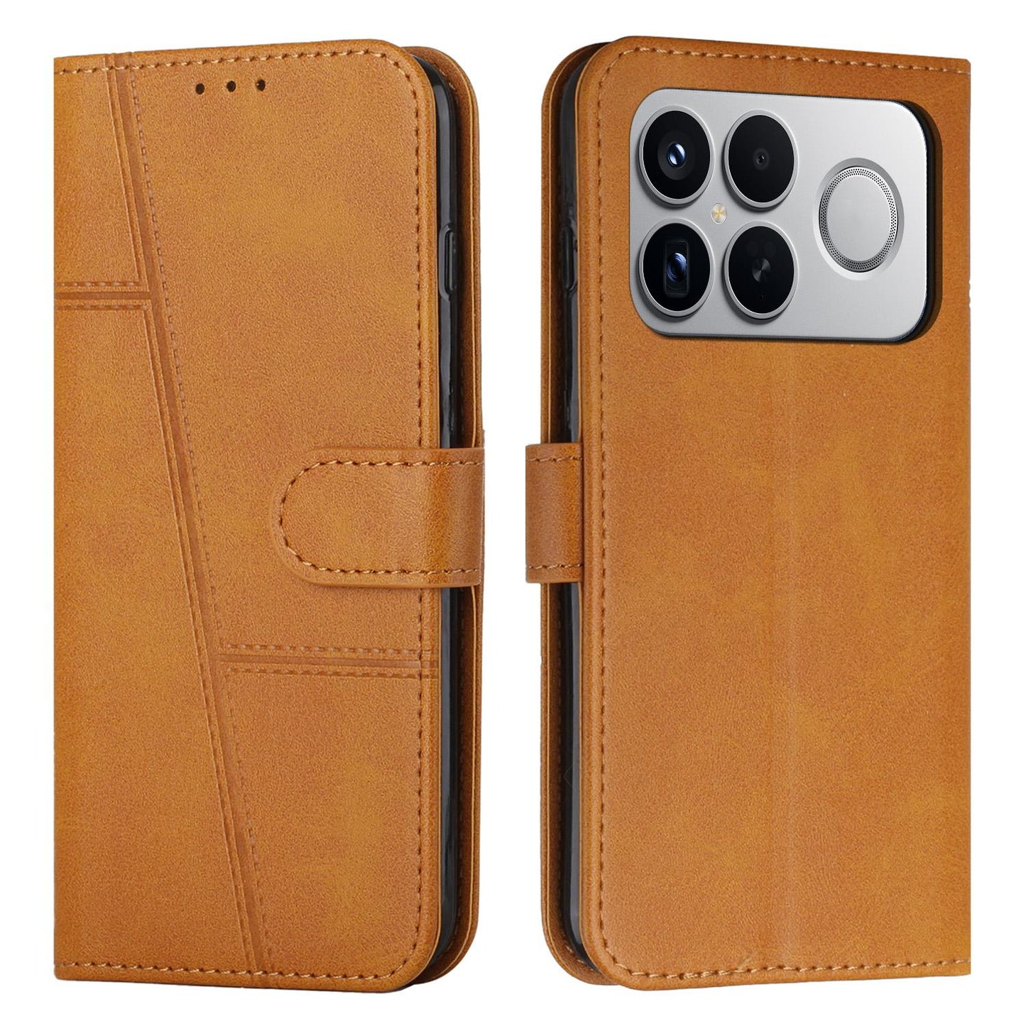 For Redmi K90 Pro Max / Poco F8 Ultra Stitching Calf Texture Buckle Leather Phone Case(Yellow)