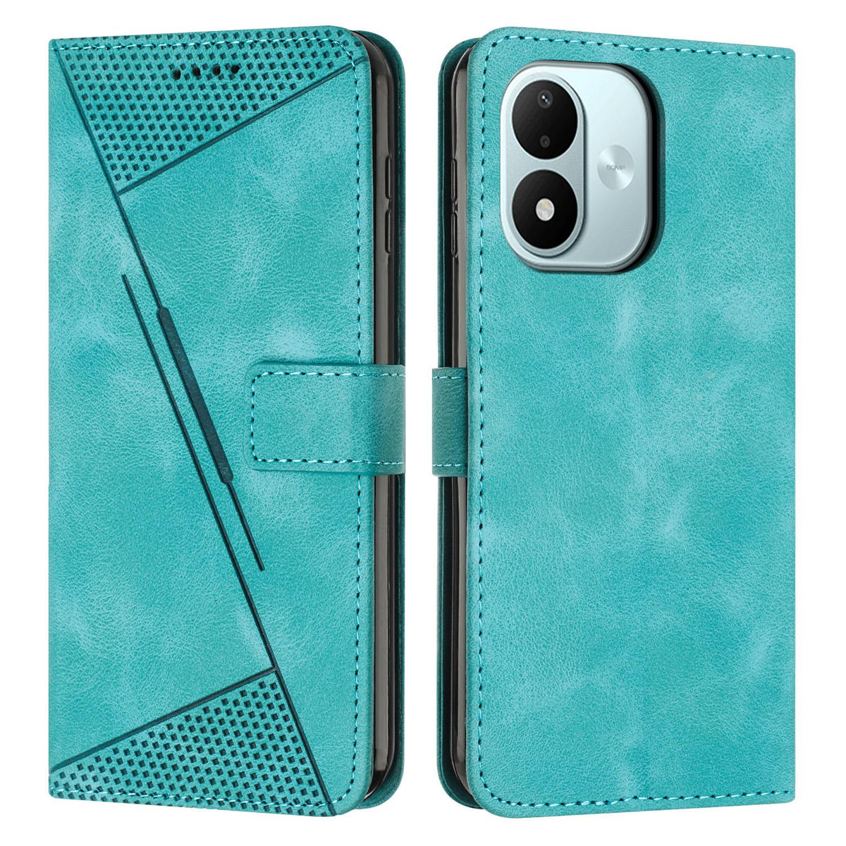 For Redmi Note 17 4G Global 169.7mm Dream Triangle Leather Phone Case with Lanyard - Green - EDA007267725C
