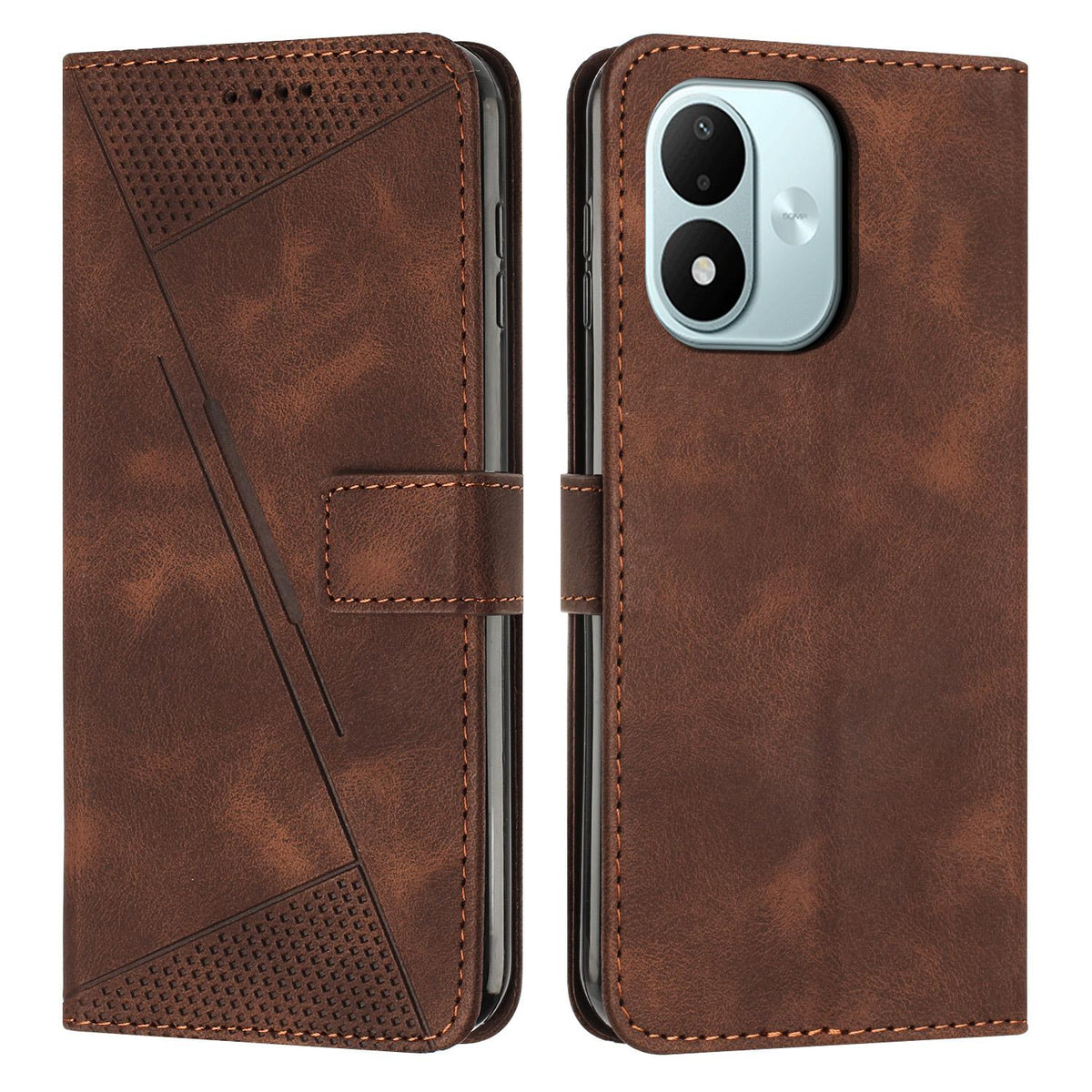 For Redmi Note 17 4G Global 169.7mm Dream Triangle Leather Phone Case with Lanyard - Brown - EDA007267725E