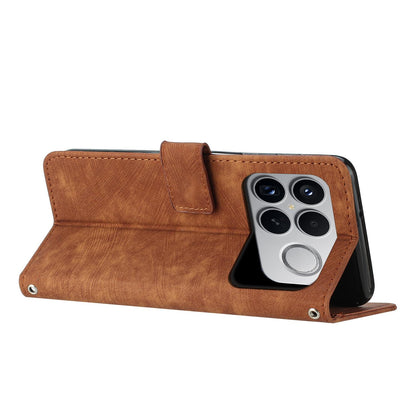 For Redmi K90 Pro Max / Poco F8 Ultra Skin Feel Stripe Pattern Leather Phone Case with Lanyard(Brown)