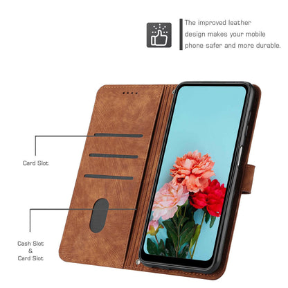 For Redmi K90 Pro Max / Poco F8 Ultra Skin Feel Stripe Pattern Leather Phone Case with Lanyard(Brown)