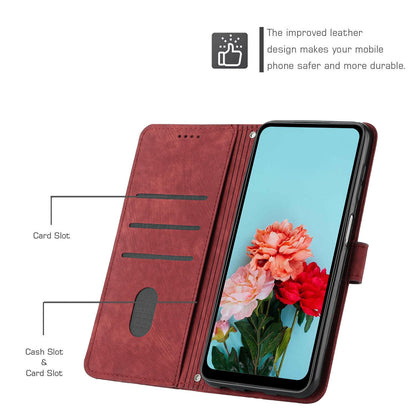 For Redmi K90 Pro Max / Poco F8 Ultra Skin Feel Stripe Pattern Leather Phone Case with Lanyard(Red)